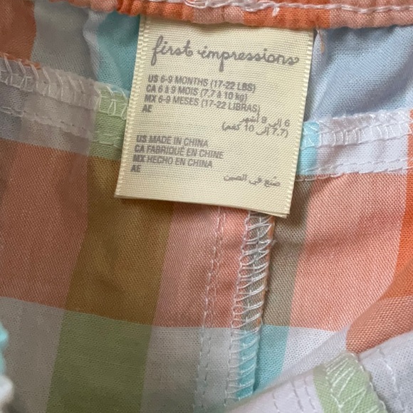 First Impressions NWT plaid pull-up shorts. 6-9m - Picture 4 of 4